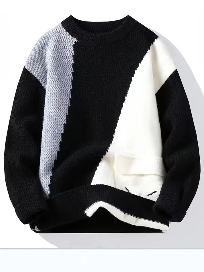 ParissPrint Monochrome Knit Sweater – Bold Black & White Street Classic