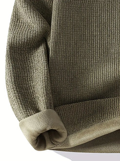 Commisely Minimal Embroidered Knit Sweater – Olive Green