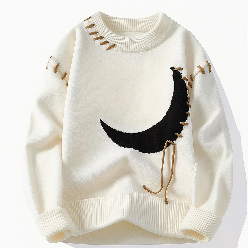 ParissPrints Crescent Knit Sweater – Lunar-Inspired Cozy Classic