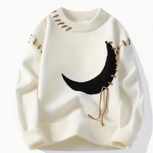 ParissPrints Crescent Knit Sweater – Lunar-Inspired Cozy Classic