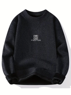 Commisely Minimal Embroidered Knit Sweater – Olive Green