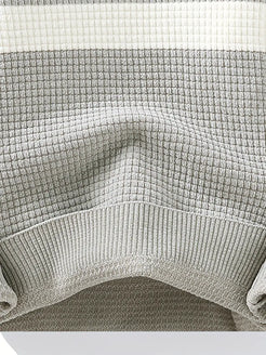 Commisely Textured Knit Sweater – Cream & Gray Block Stripe