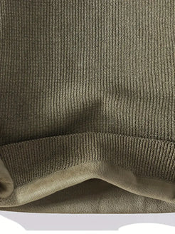 Commisely Minimal Embroidered Knit Sweater – Olive Green